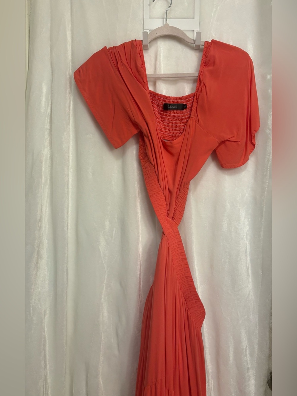 LEANI Summer Cutout Maxi Dress Short Sleeve Crossover Waist Casual Dress